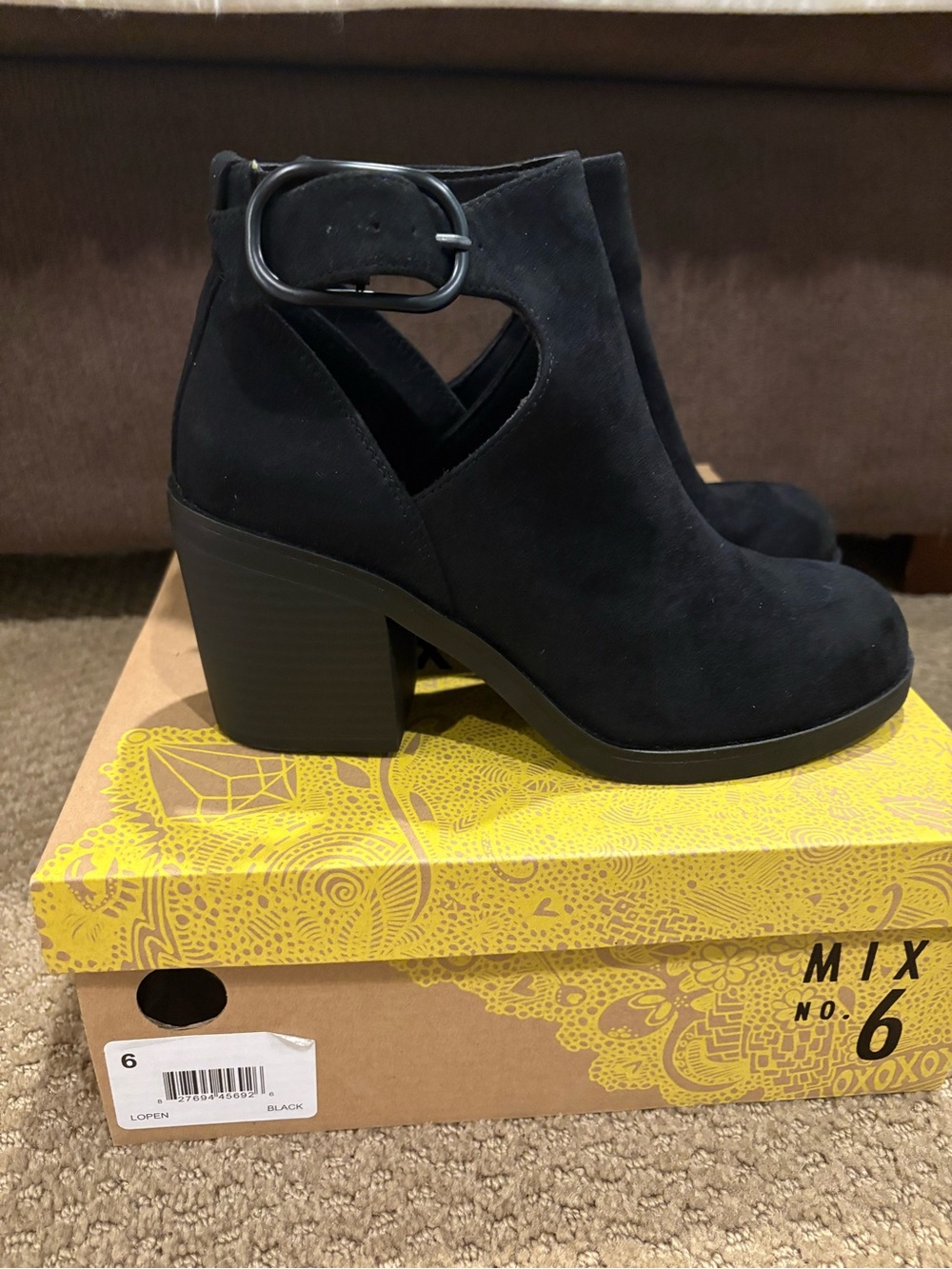 Mix No. 6 "Lopen" ankle booties in black faux suede